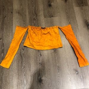 washed off the shoulder crop top